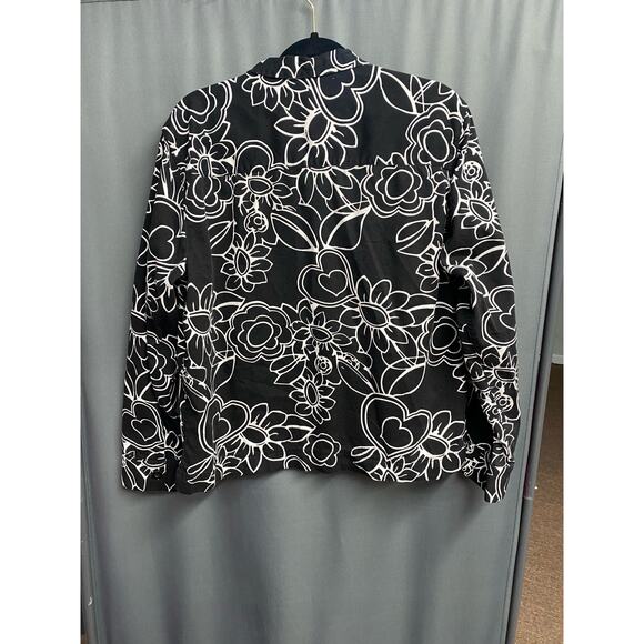 Krazy Kat black white floral  100% cotton jqcket size L (b42) - Picture 5 of 7